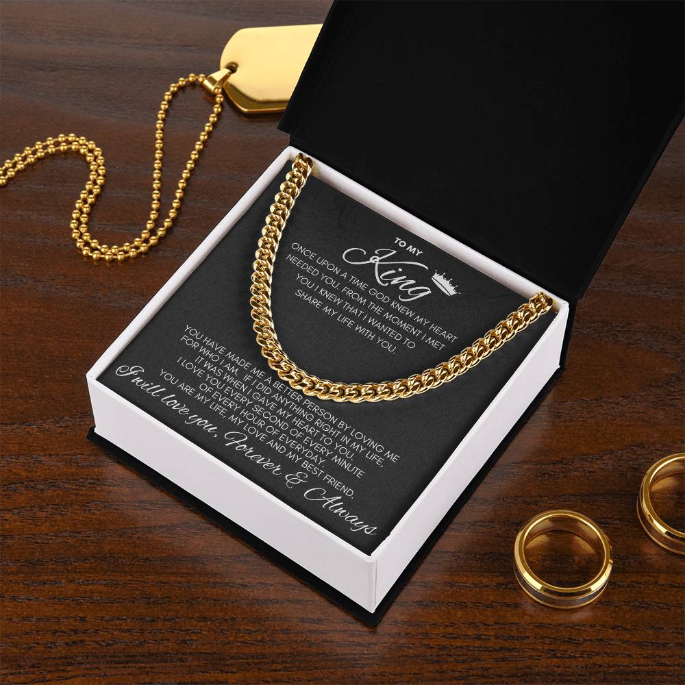 To My King- Cuban Chain Link- Black Card (Stainless Steele)