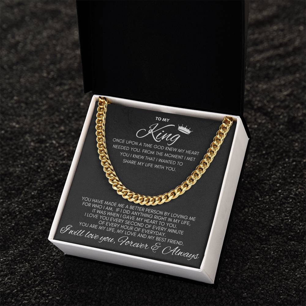 To My King- Cuban Chain Link- Black Card (Stainless Steele)