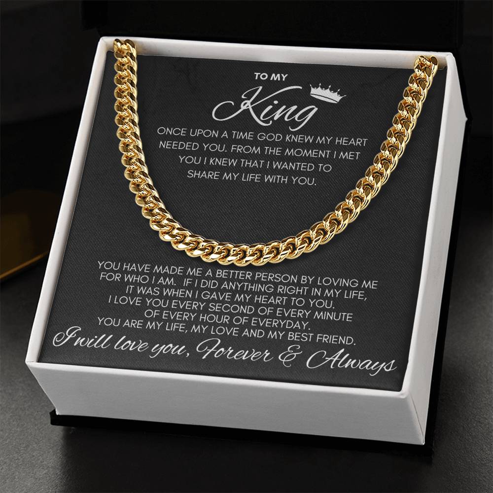 To My King- Cuban Chain Link- Black Card (Stainless Steele)