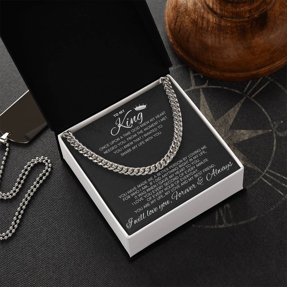 To My King- Cuban Chain Link- Black Card (Stainless Steele)