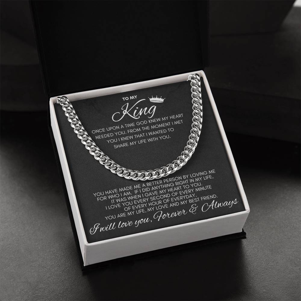 To My King- Cuban Chain Link- Black Card (Stainless Steele)