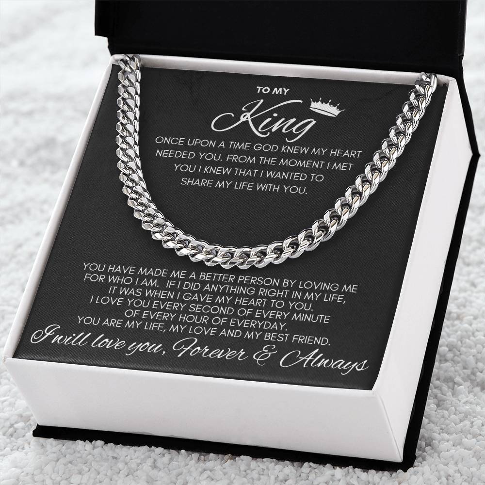 To My King- Cuban Chain Link- Black Card (Stainless Steele)