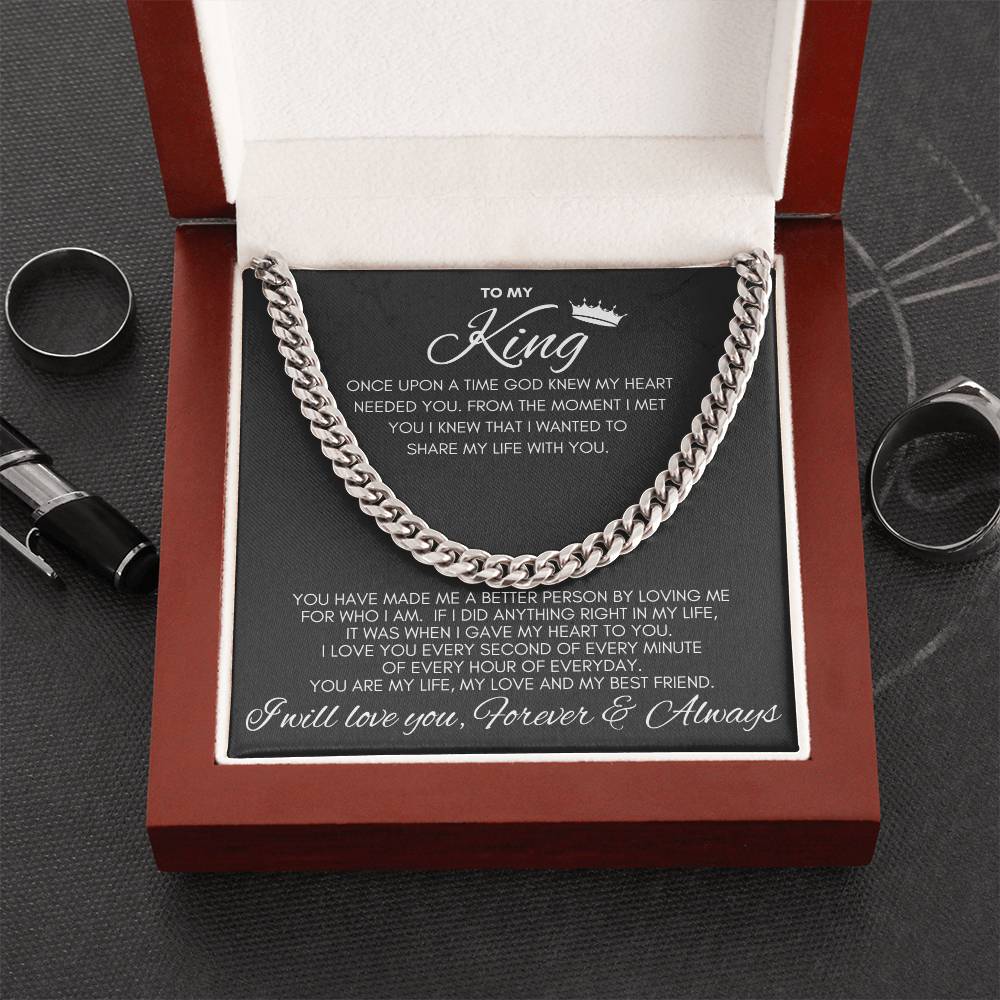 To My King- Cuban Chain Link- Black Card (Stainless Steele)
