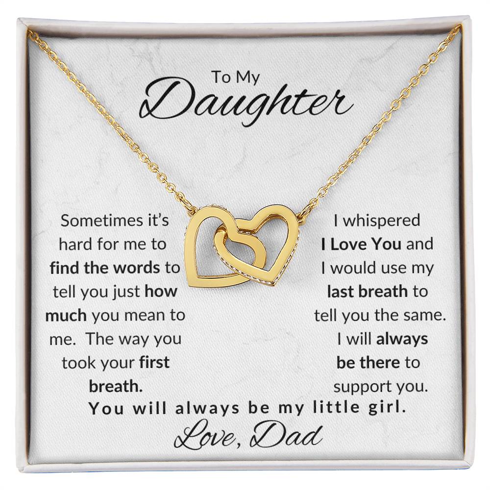 To My Daughter-Love Dad (Interlocking Hearts Necklace) White Card
