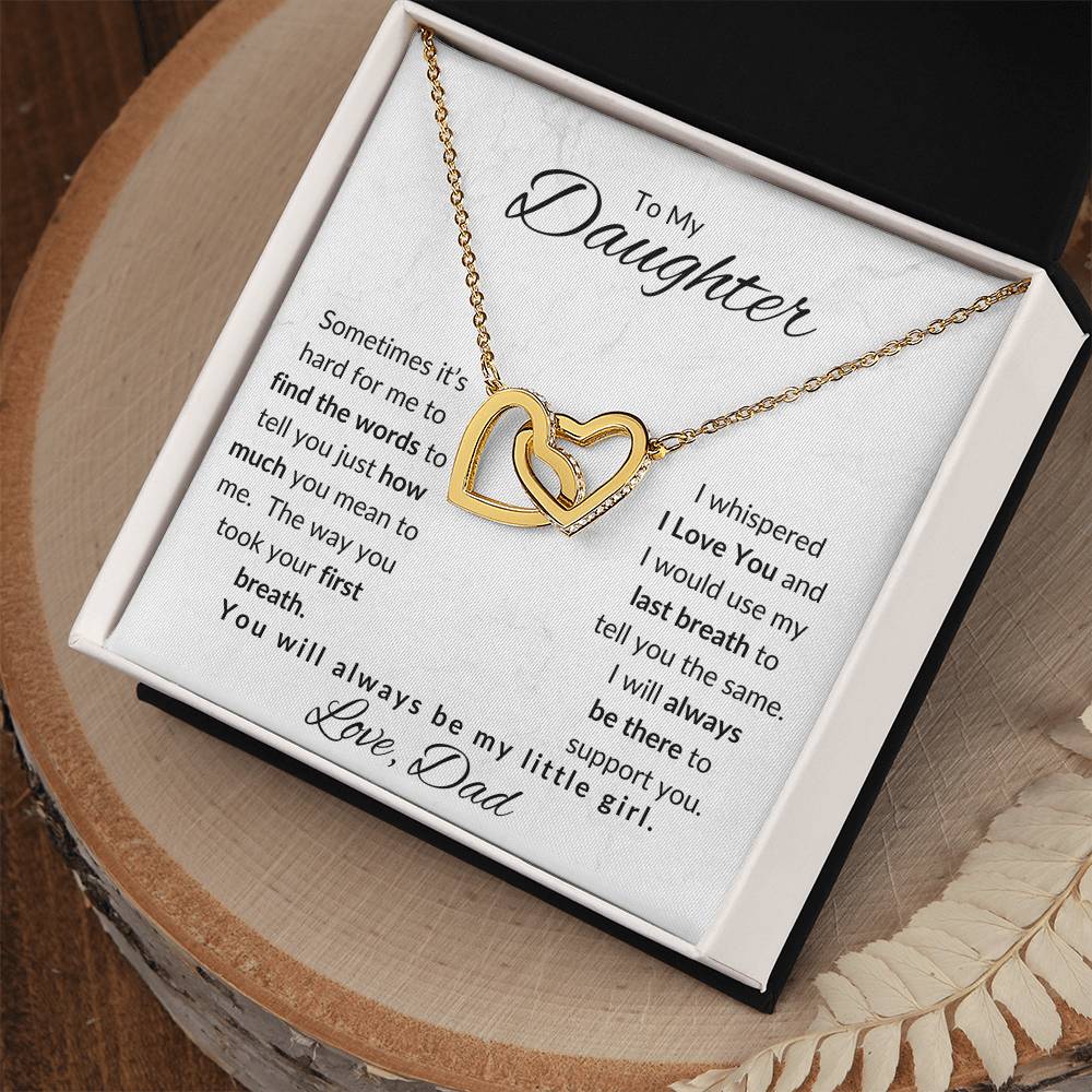 To My Daughter-Love Dad (Interlocking Hearts Necklace) White Card