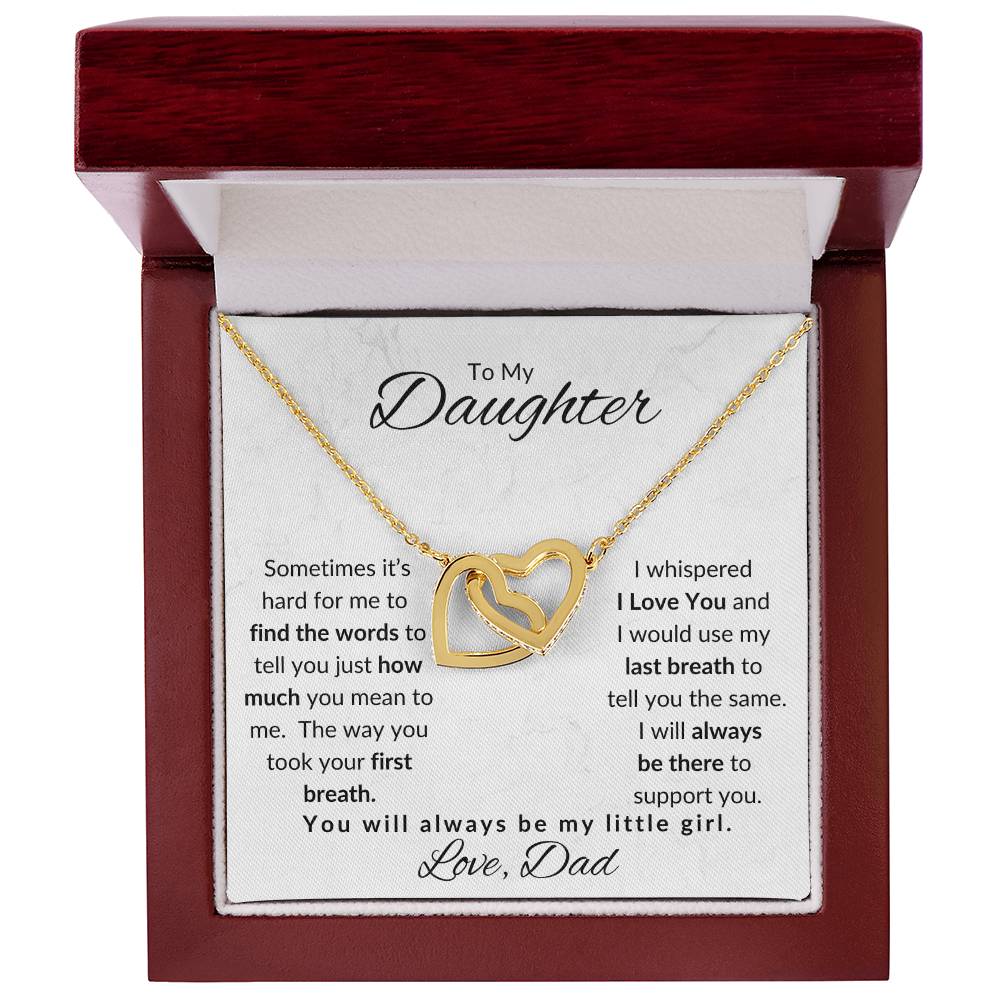 To My Daughter-Love Dad (Interlocking Hearts Necklace) White Card