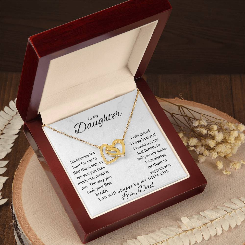 To My Daughter-Love Dad (Interlocking Hearts Necklace) White Card