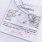 To My Precious Daughter-Love Mom (2) Forever Love Necklace | Birthday | Graduation (pink)